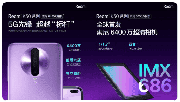 64MP Sony sensor confirmed for the Redmi K30
