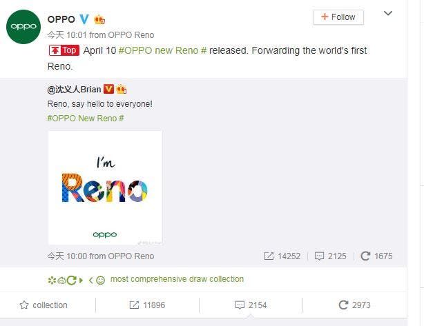 Oppo reveals new OPPO Reno series, to debut on April 10 in China