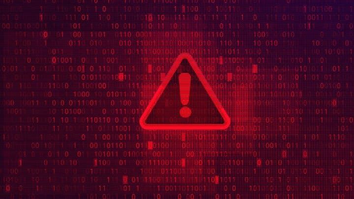 Abstract Red Background with Binary Code Numbers. Data Breach, Malware, Cyber Attack, Hacking Concept