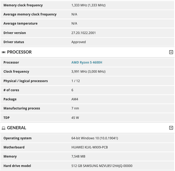 Honor MagicBook AMD Version Hardware Parameters Leaked