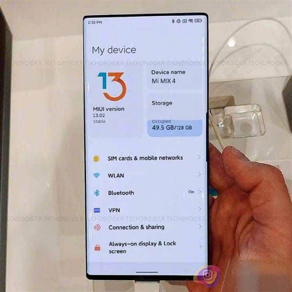 MIUI 13 on the MIX 4 exposed again - to launch in mid to late August
