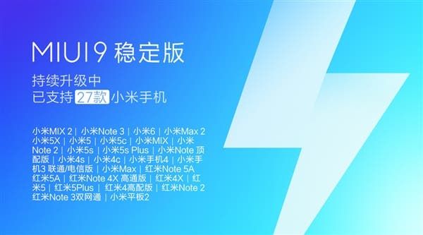 December 27 And 27 Xiaomi Phones Can Update to MIUI9