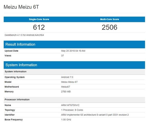 Meizu M6T Leaked On GeekBench With MediaTek MT6750