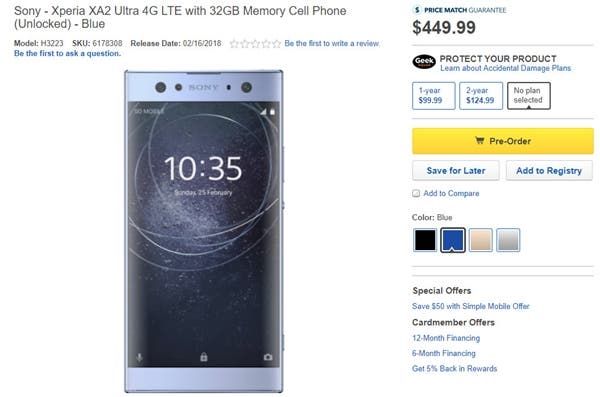 Sony Xperia XA2/Ultra and Xperia L2 Are Available for Pre-Order