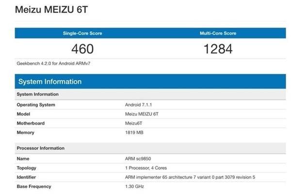 Meizu M6T Leaked On GeekBench With MediaTek MT6750