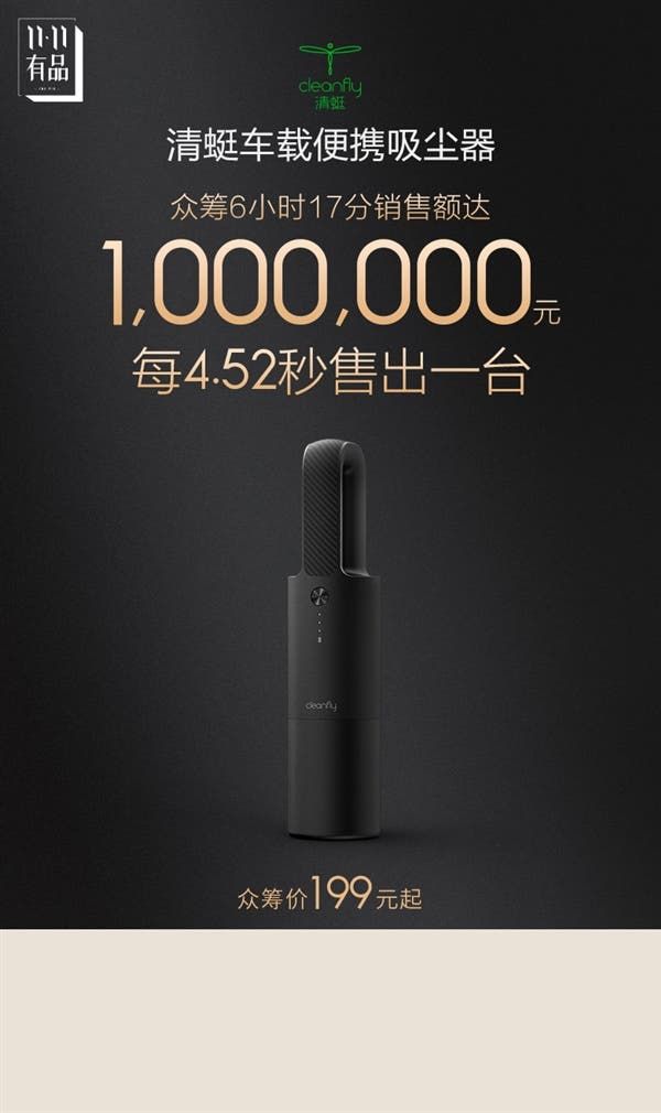 Xiaomi Cleanfly Car Portable Vacuum Cleaner Sold Out in 4.52 Seconds