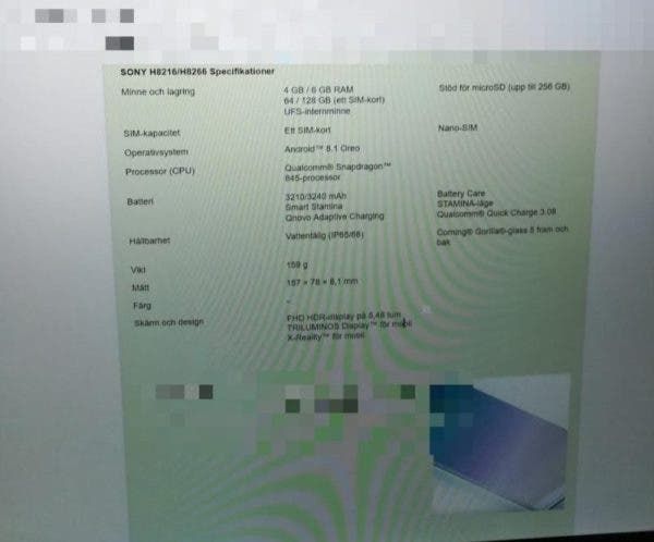 Sony H8266 (Codename) To Be The First 6+128GB Smartphone Of Xperia Line