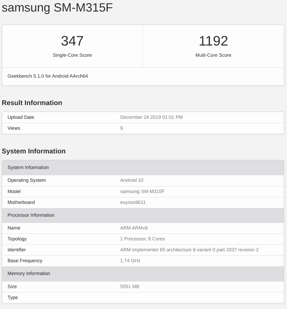 Galaxy M31 could get an Exynos 9611 SoC