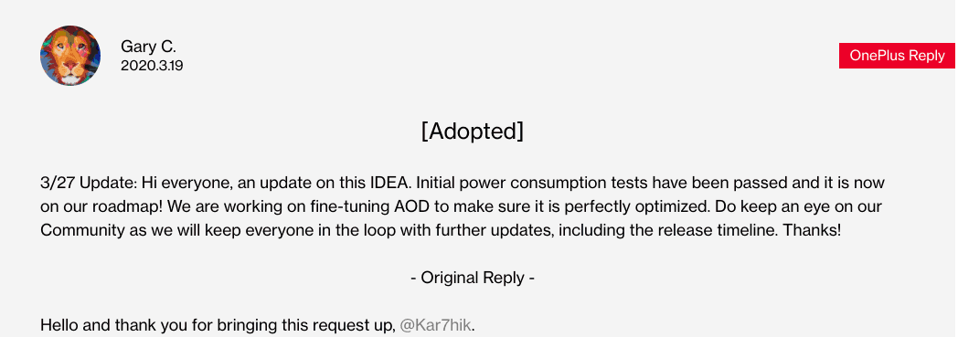 OnePlus testing AOD feature, results out next week