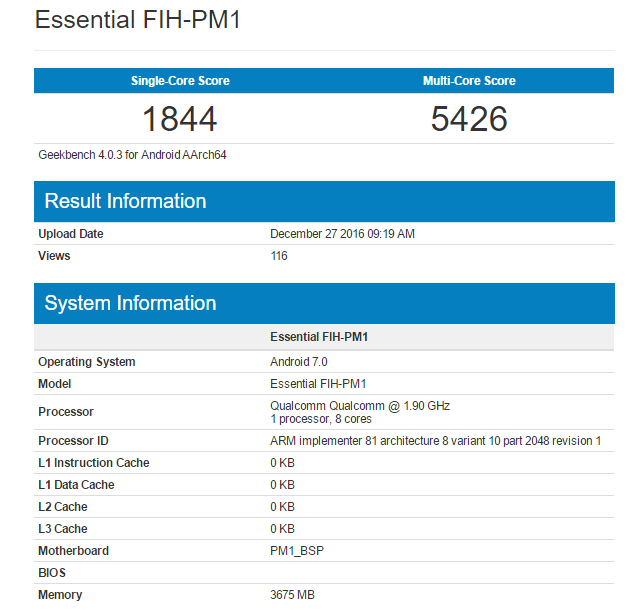Snapdragon 835 appeared in GeekBench