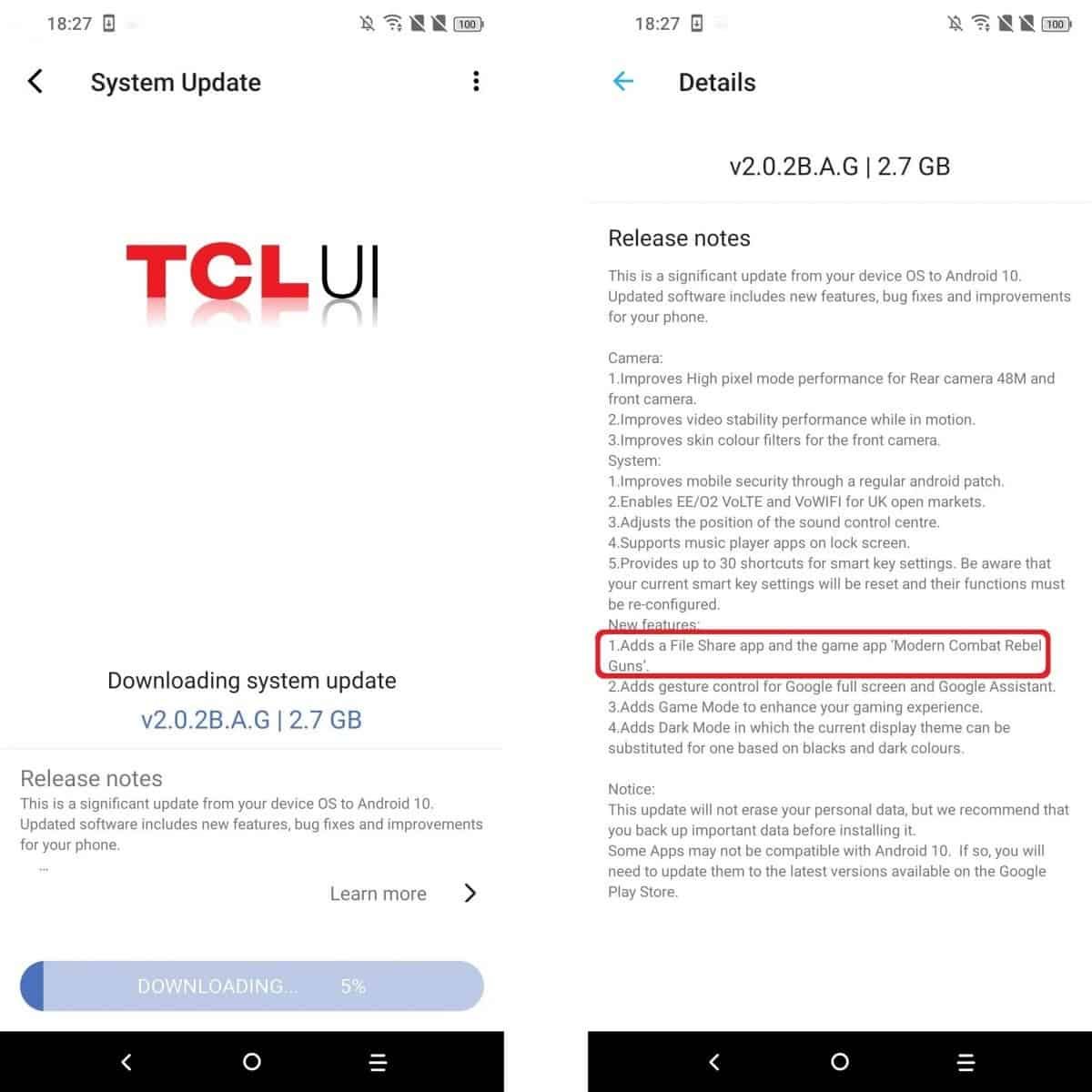TCL Plex receives Android 10 update; comes bundled with Modern Combat game