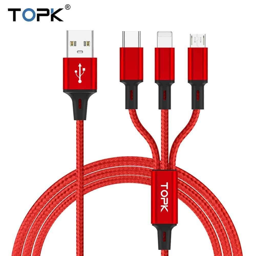 Fast 3-in-1 charging cable TOPK now only for $1.07