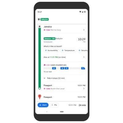 Google Maps Launches New "Mass Transit Crowdedness Predictions" Feature