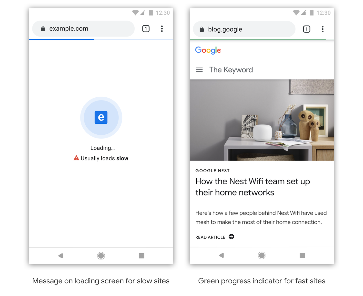 Google Chrome will identify if a website is slow or fast to load