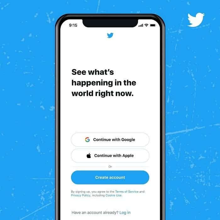 Twitter added the ability to log in using Google and Apple services