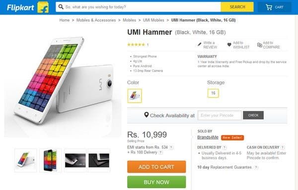 UMi Hammer listed on India's Flipkart!