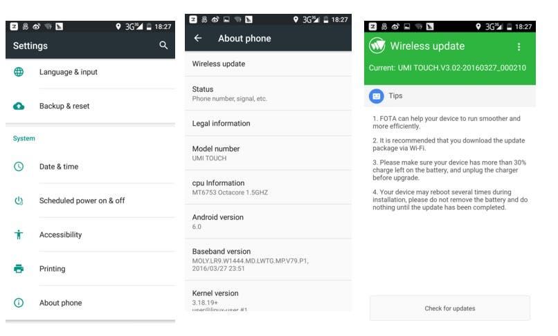 First OTA update arrived for UMi Touch