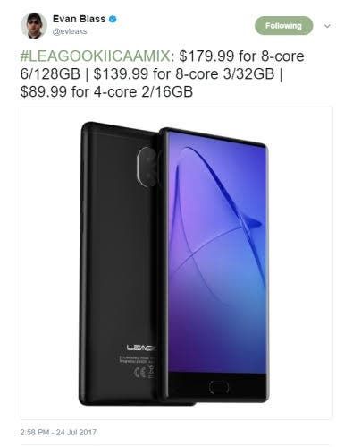 All-screen Leagoo  KIICAA MIX - 3 versions coming in August