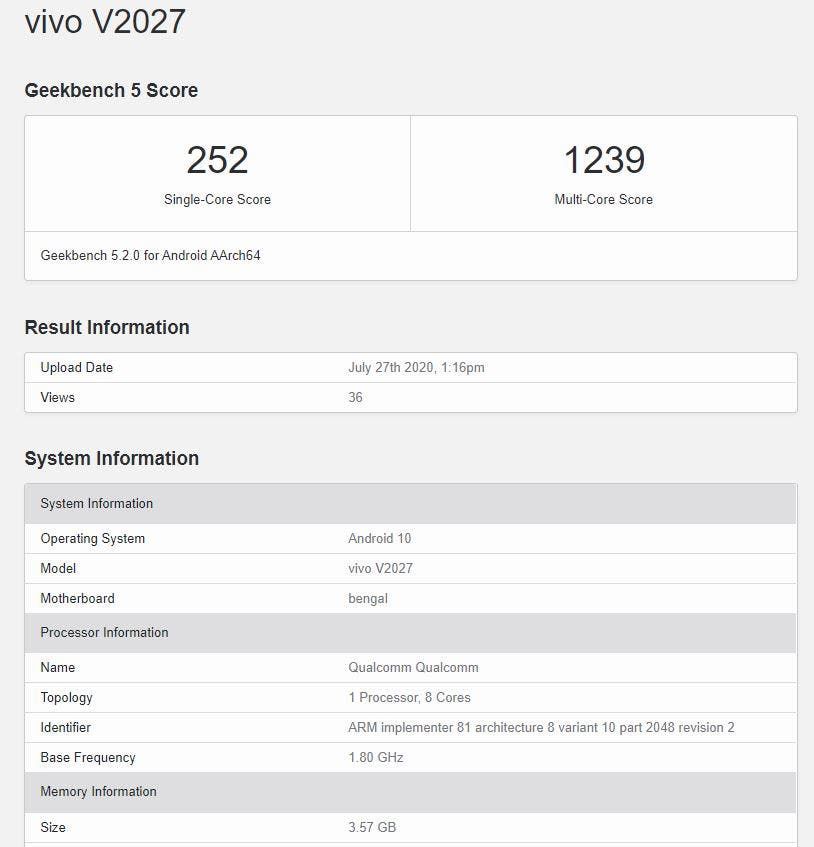 Vivo Y20 with Snapdragon 460 SoC May Launch Soon!
