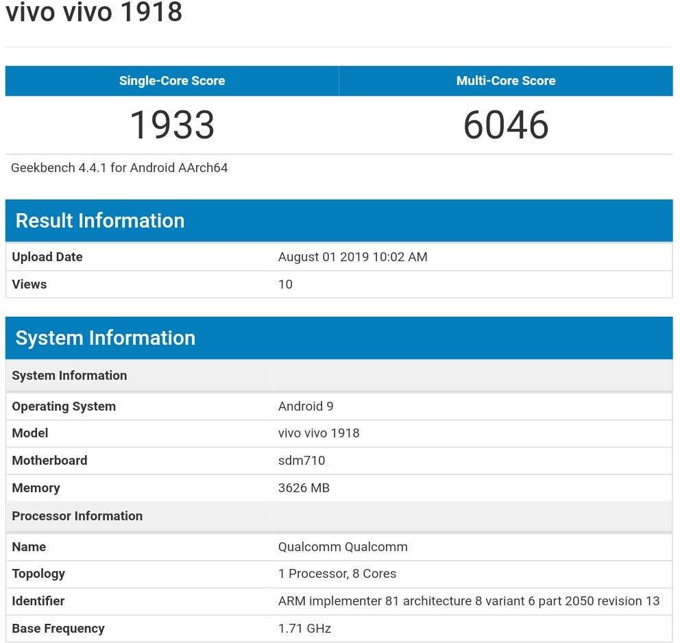 Two new Vivo handsets spotted on Geekbench