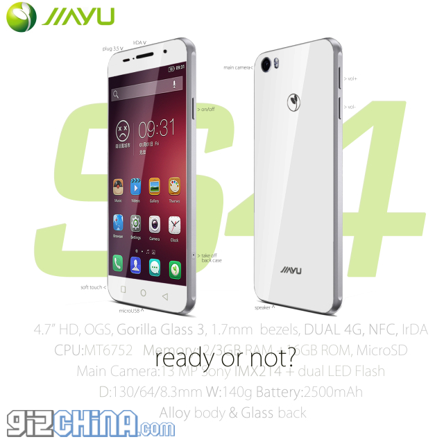 Purported 4.7-inch JiaYu S4 details revealed include 64bit chip, USB C and more