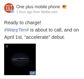 OnePlus to release "WarpTen" tech on April 1?