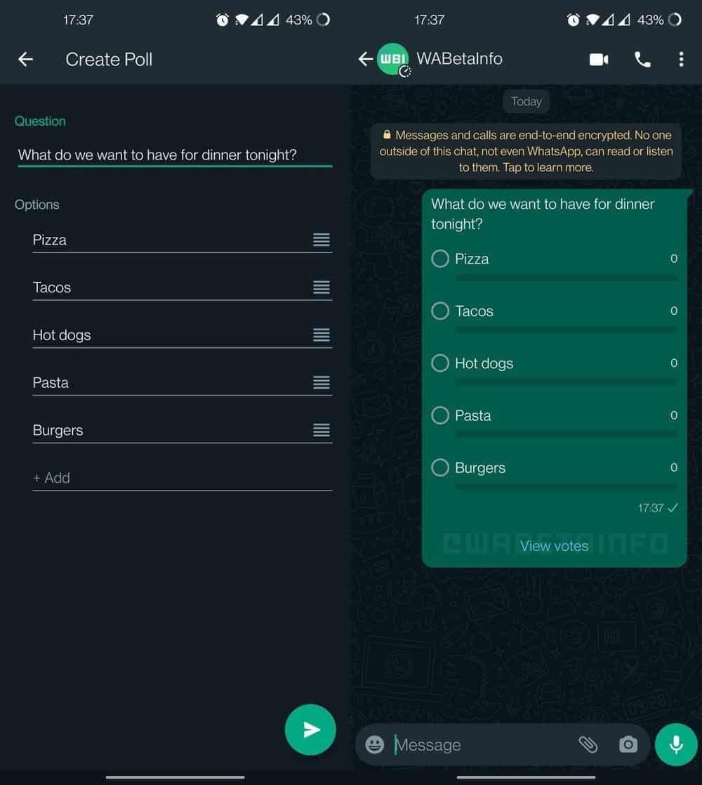 WhatsApp is releasing the ability to create polls in one-to-one chats