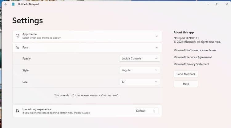 Microsoft is working on updating the interface of the "Notepad" application