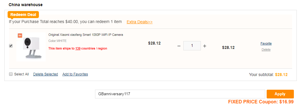 Xiaomi xiaofang Smart 1080P WiFi IP Camera Discounted to $16.99 [Coupon]