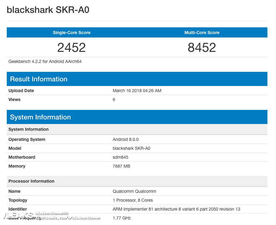 Xiaomi Blackshark: Alleged Gaming Phone Appears on Geekbench