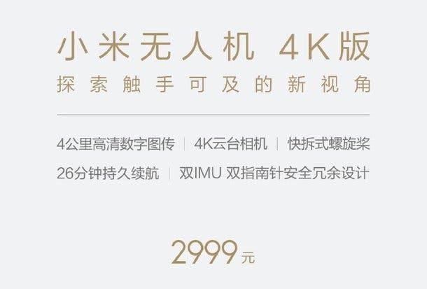 Xiaomi 4K drone sales begin on March 3, priced at 460$!