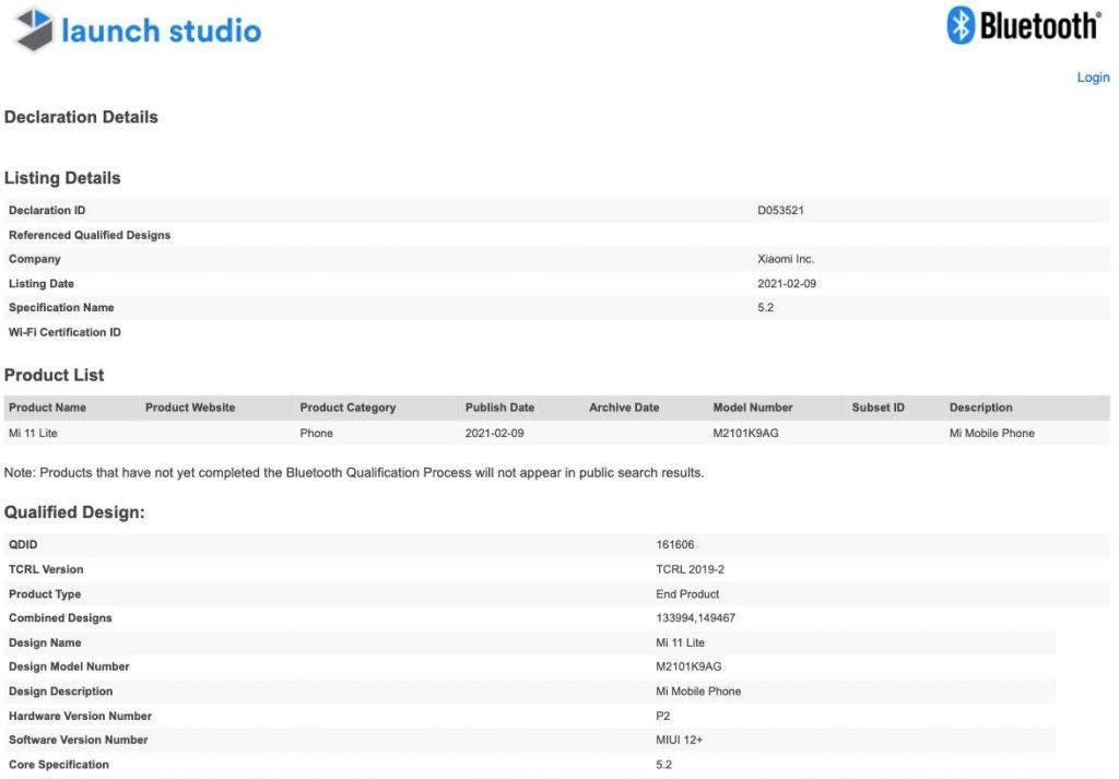 Xiaomi Mi 11 Lite gets Bluetooth SIG & SIRIM certifications