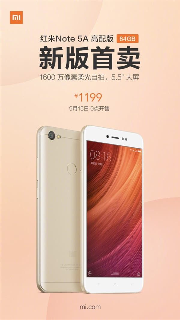 Xiaomi Redmi Note 5A with 4GB+64GB available for sale