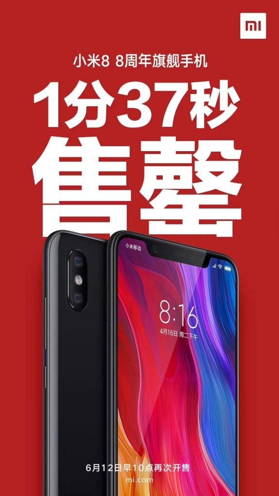 Xiaomi Mi 8 Variants Sold Out In 97 Seconds - Next Sales On June 12
