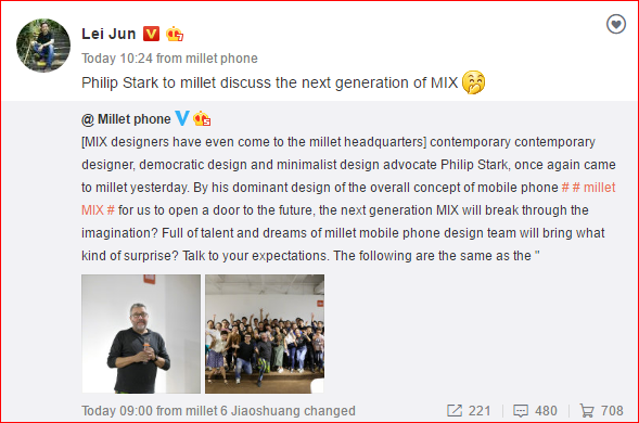 Philippe Starck visits Xiaomi's HQ, get ready for the new Mi MIX 2!
