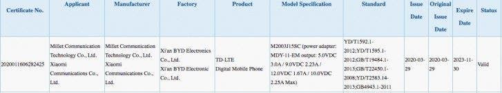 Alleged Redmi Note 9 spotted in China's 3C