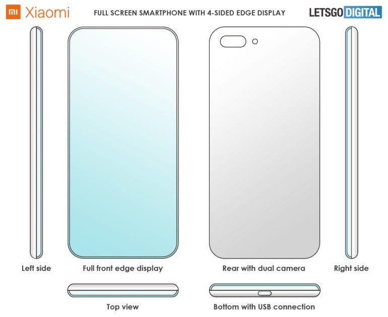 Xiaomi secures Patent approval for a smartphone screen with 4 curved edges