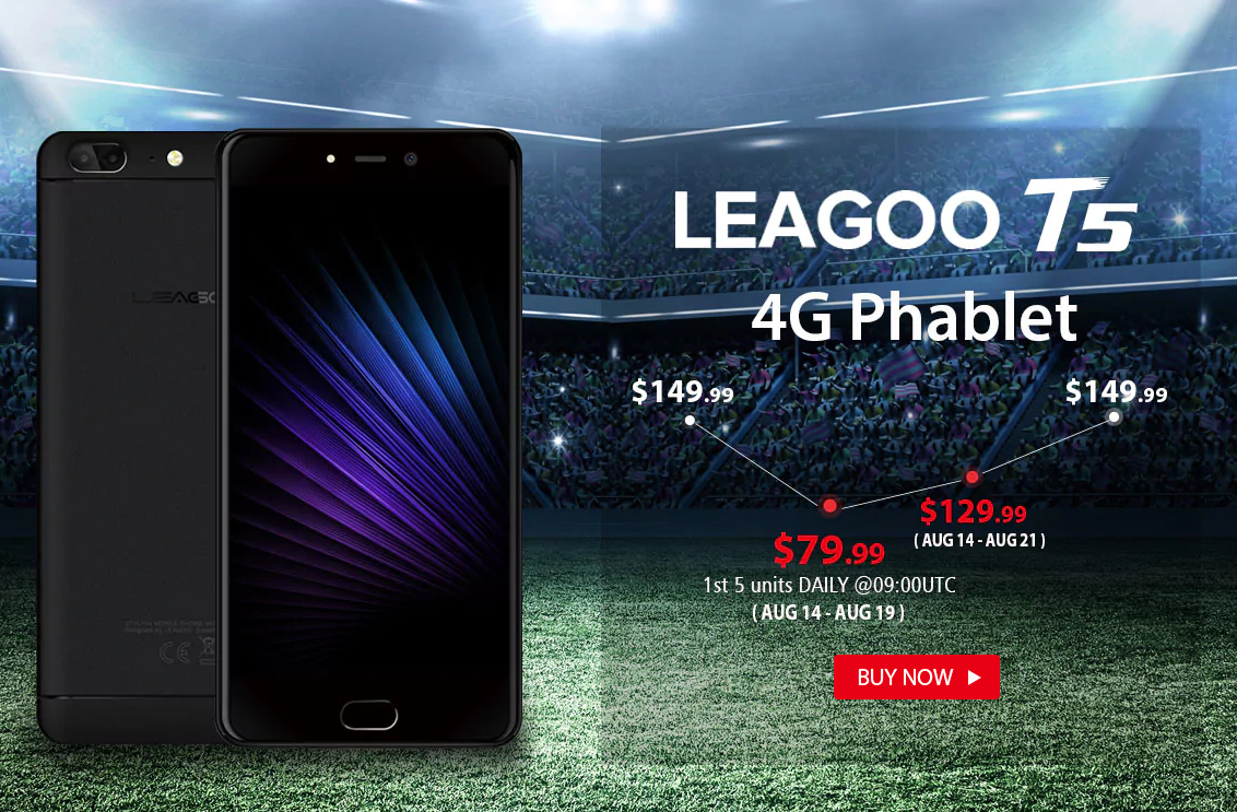 Leagoo T5 Dual Camera Phone with 4G RAM / 64GB Storage Flash Sale at $79.99