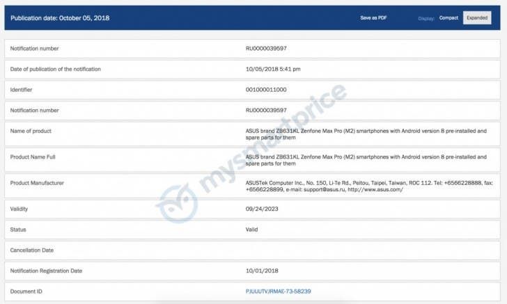 Asus ZenFone Max Pro M2 detected on EEC, could be arriving soon