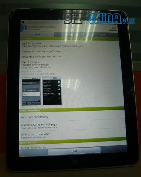 Exclusive: 10 inch Android Tablet Running English Android Market Spy Shot