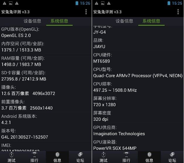 32GB JiaYu G4 Turbo with 2GB RAM scores almost 16,000 in Antutu!