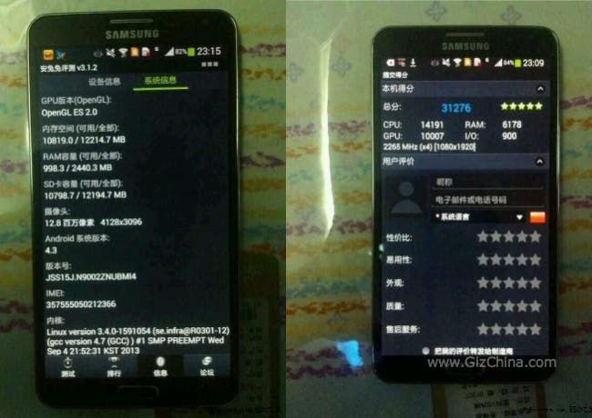 Dual SIM, Snapdragon 800 Galaxy Note 3 spy photos and Antutu