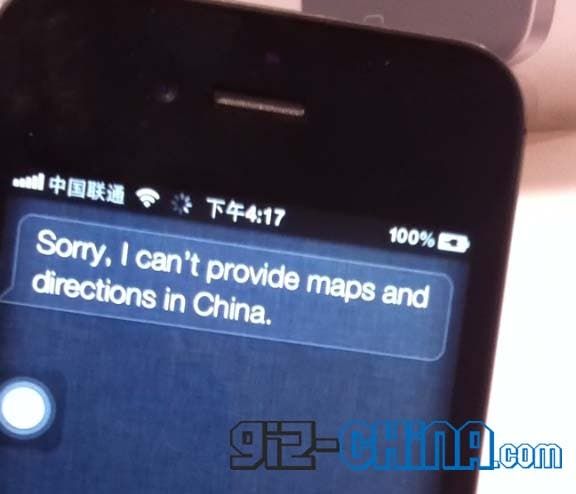 Siri FAIL!: Siri Can't Give Maps Or Directions in China!
