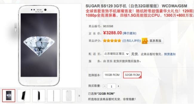 Sugar Swarovski encrusted SS129, most expensive Meidatek phone of 2013?