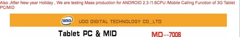 UDO Digital Have a 1.6Ghz Android 2.3 Tablet in the Works!