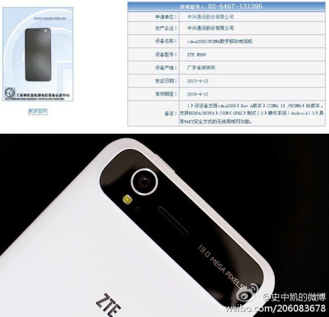 Leaked first photo of the Tegra 4 powered ZTE N988