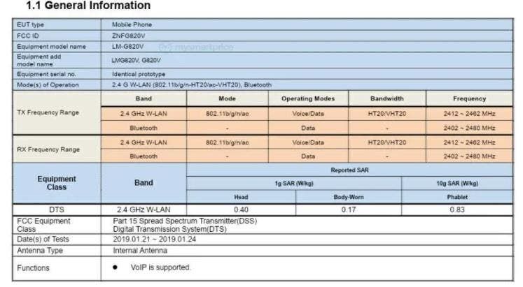 LG G8 ThinQ stops by the FCC in US.