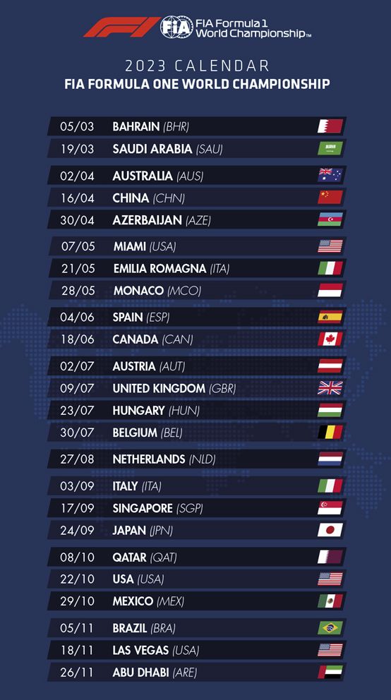 FIA maakt 2023-kalender bekend met hoogste aantal races ooit