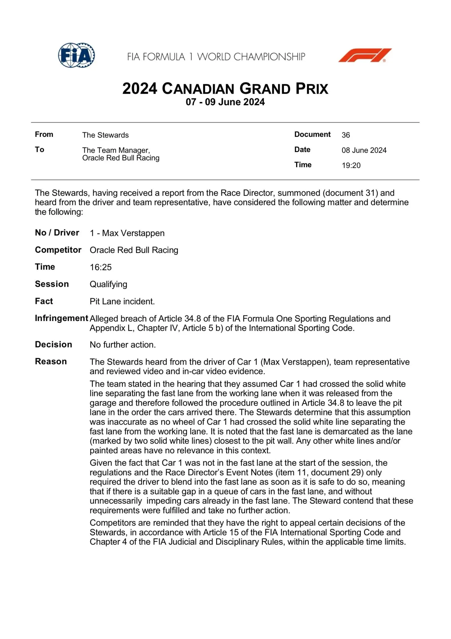 no further action for verstappens pit lane incident v0 0nvidep4nh5d1