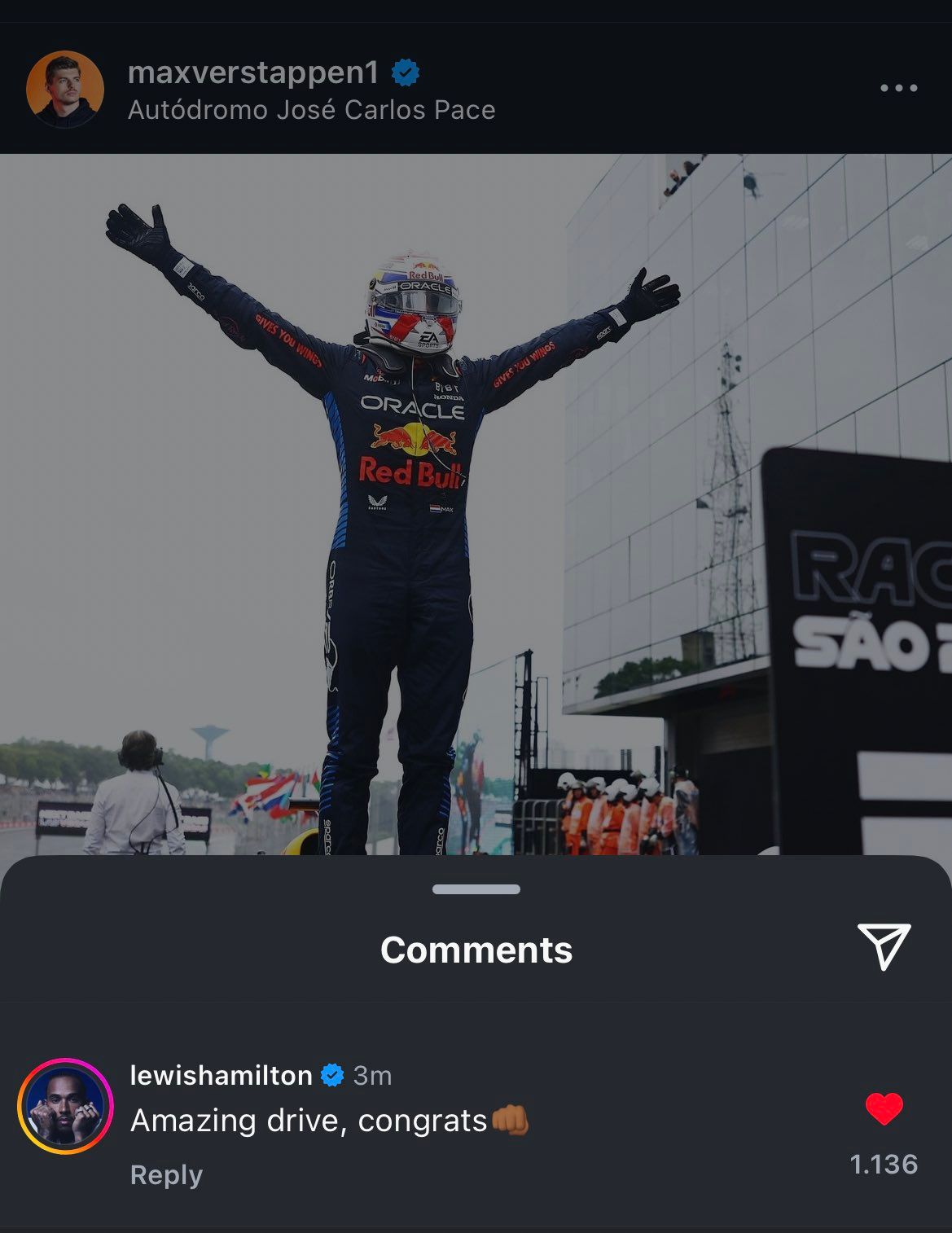 Nico Hülkenberg noemt Max Verstappen beste coureur aller tijden op Instagram